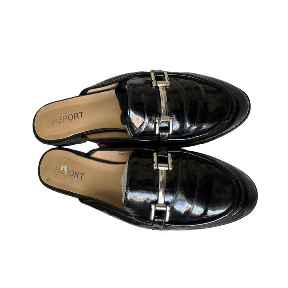 REPORT Quade Women’s Black Patent Leather Mule Loafers Size 8 Slip-On Flats - Picture 3 of 11
